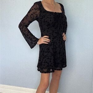 Elegant Black Floral Mini Dress